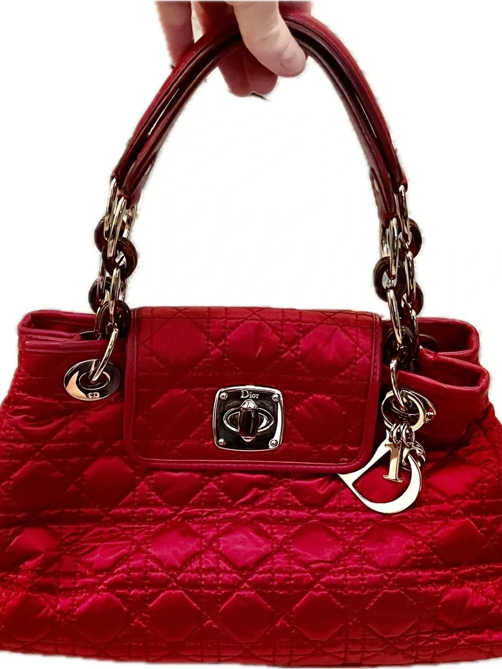 Red Quilted Dior Top-Handle Women's Handbag